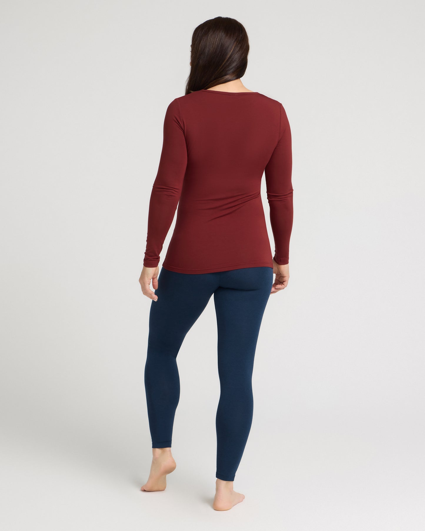 Bamboo Long Sleeve Crew - Burnt Red