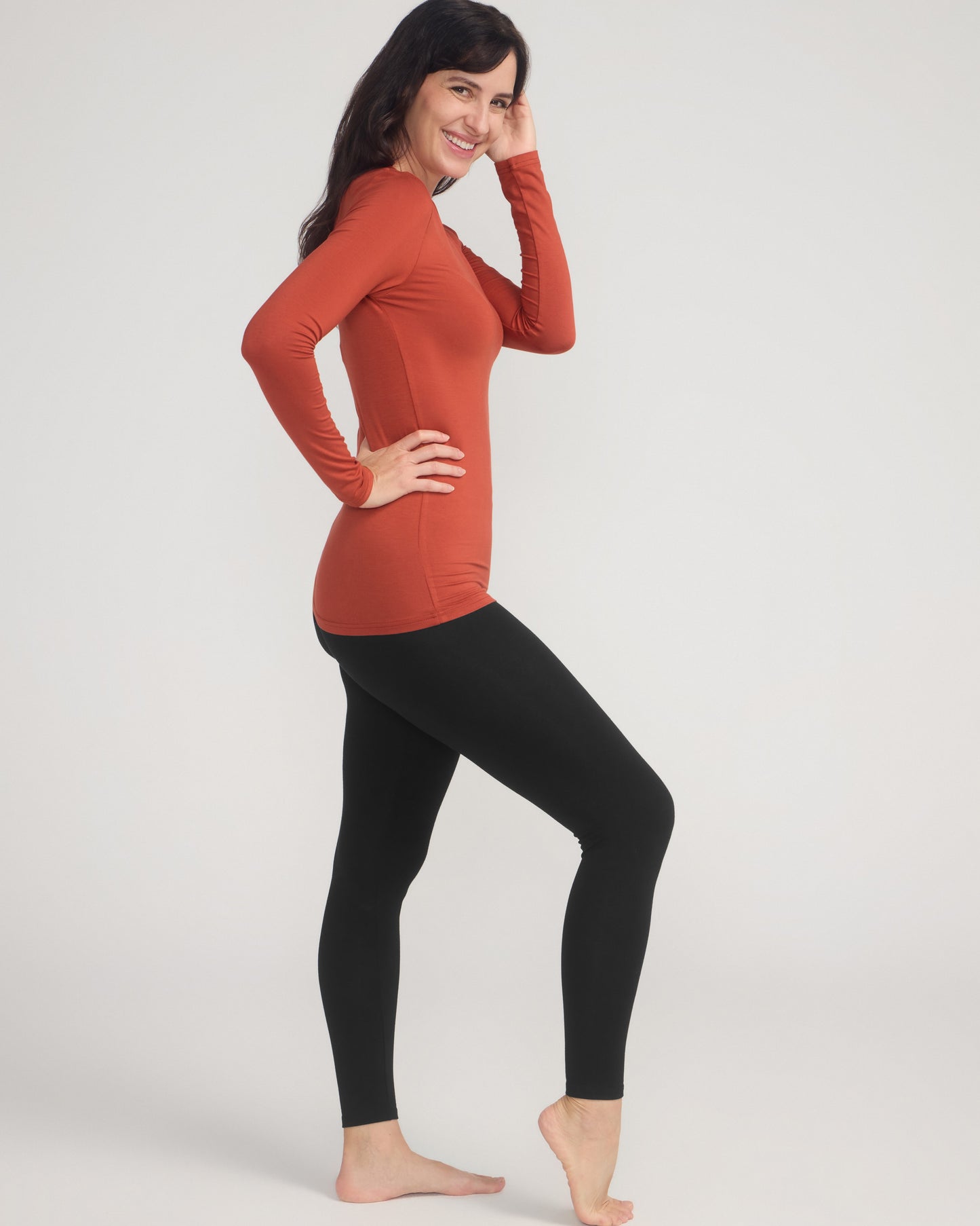 Bamboo Long Sleeve Crew - Rust