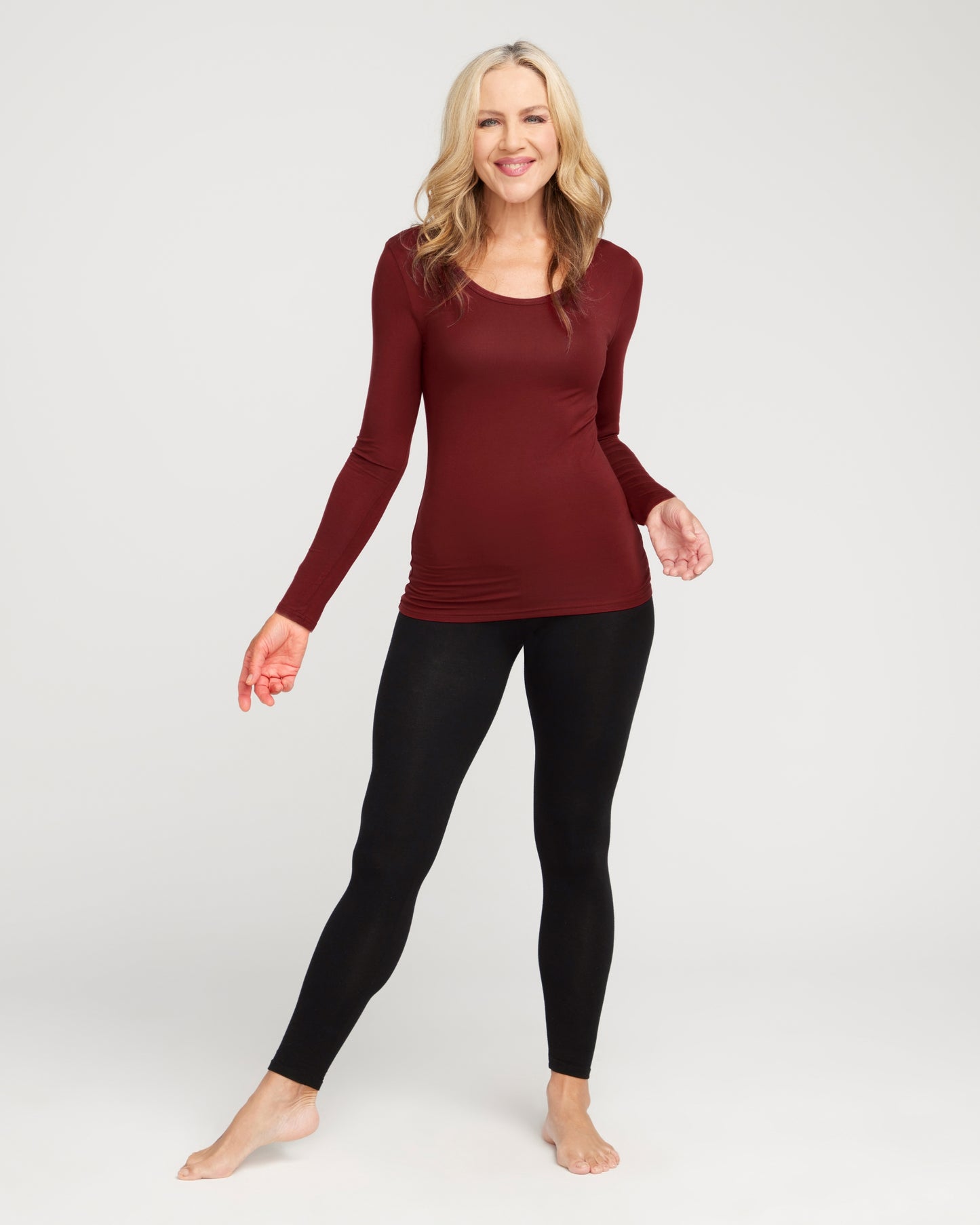 Bamboo Long Sleeve Scoop - Burnt Red