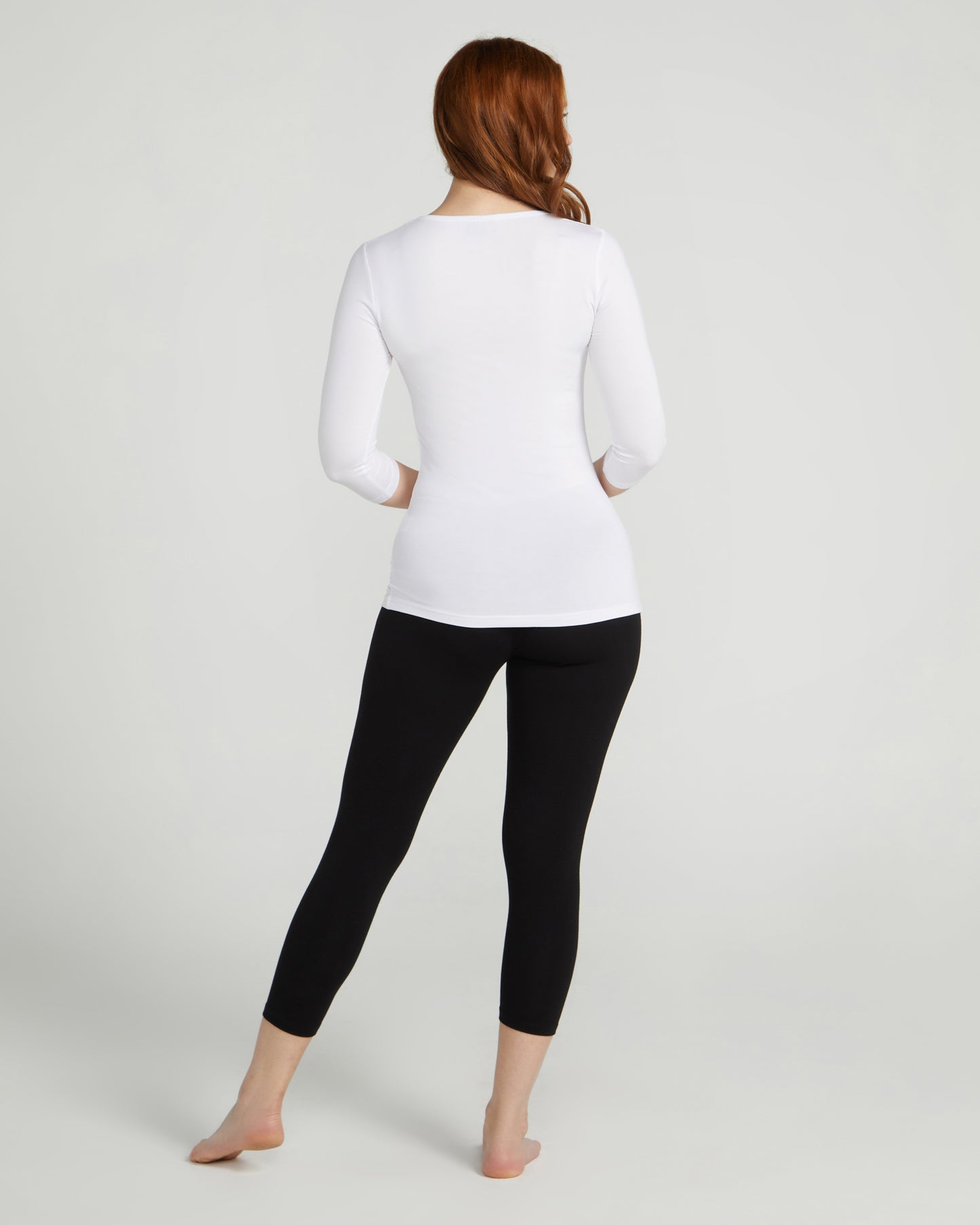 3/4 Sleeve Scoop - White - O2wear Bamboo