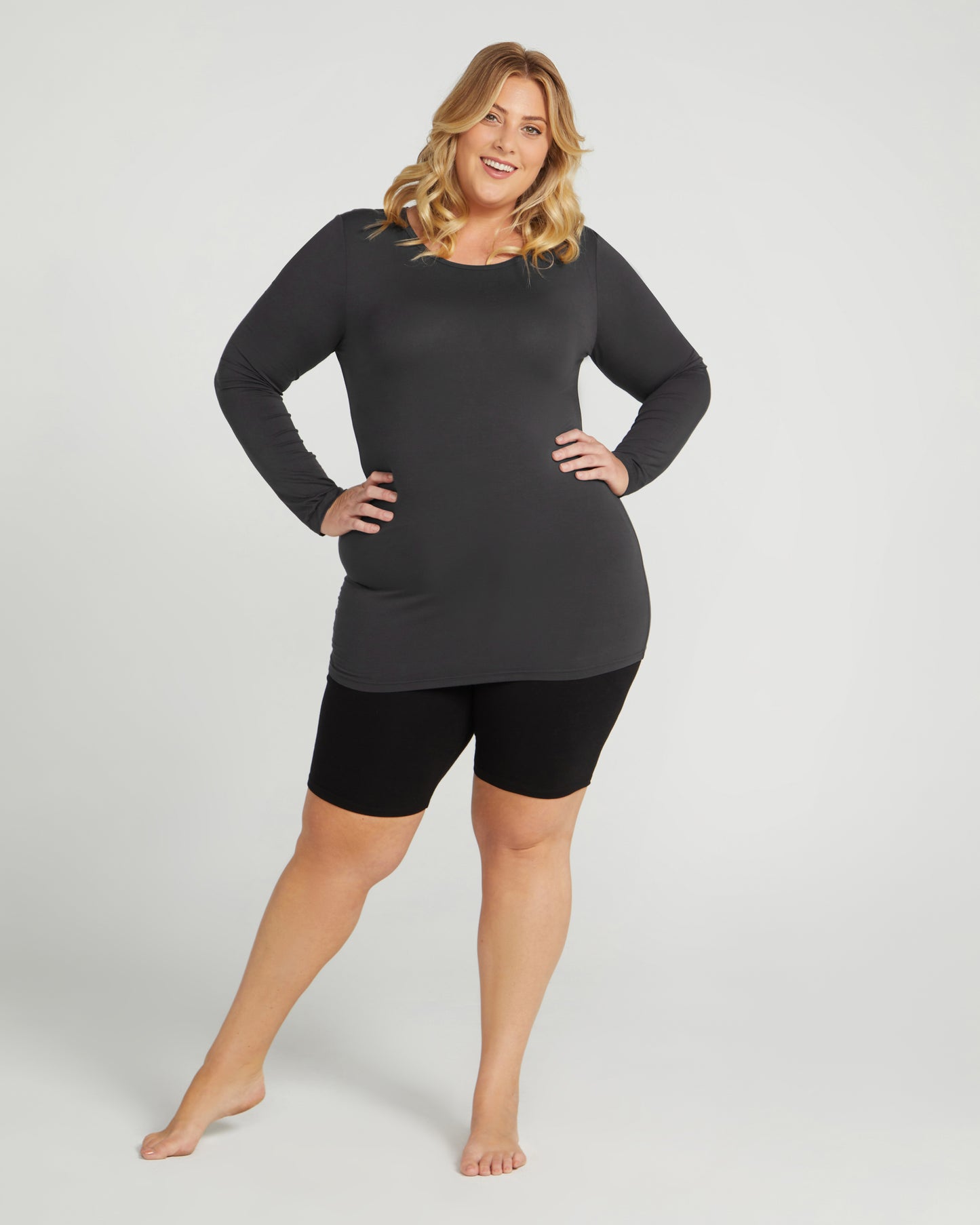 Bamboo Long Sleeve Crew - Dark Grey - O2wear Bamboo