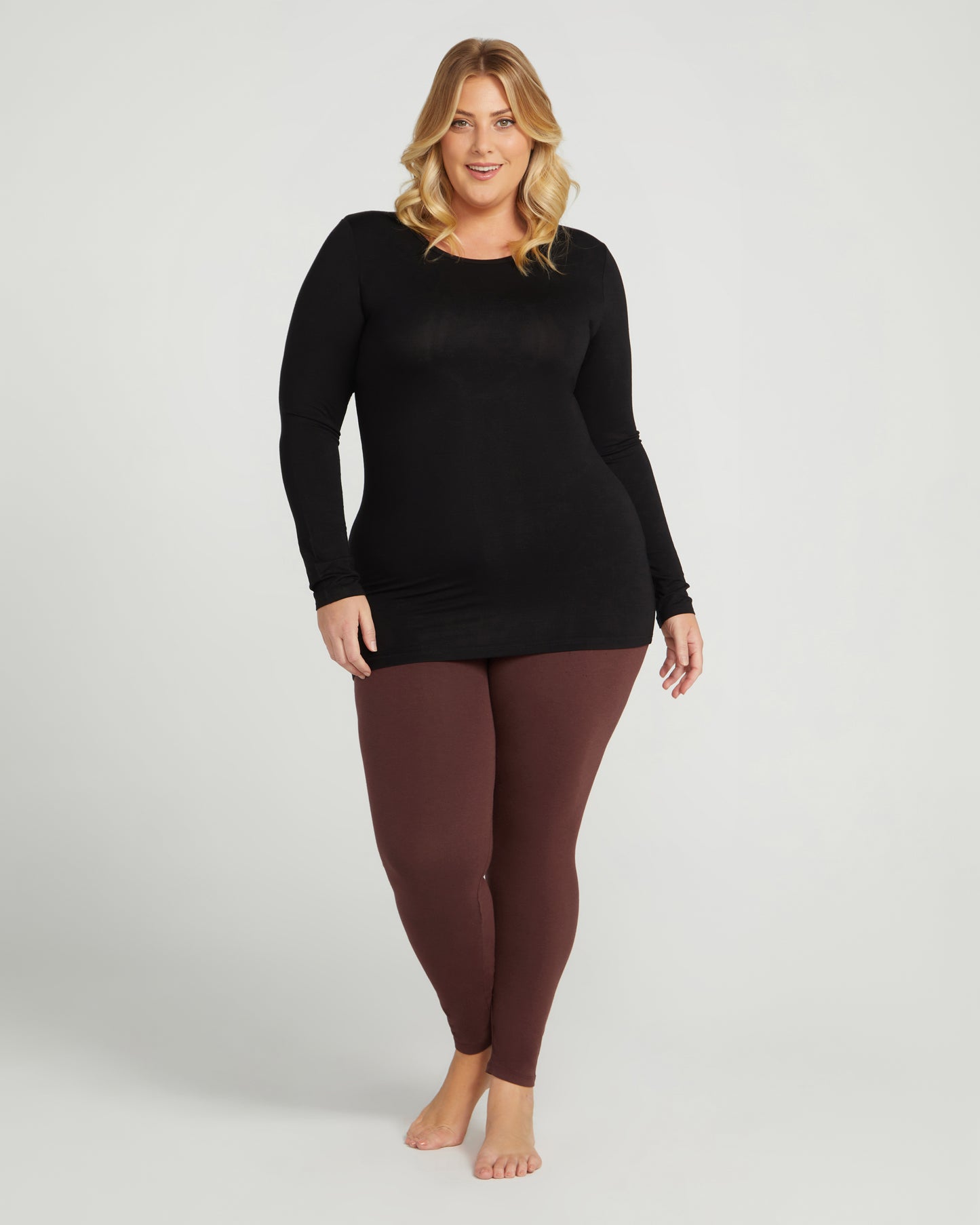 Bamboo Long Sleeve Crew - Black - O2wear Bamboo