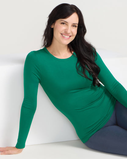 Bamboo Long Sleeve Crew - Emerald
