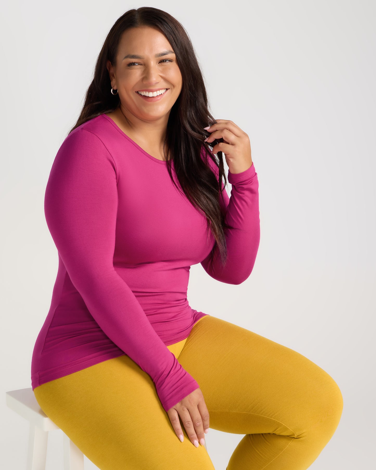 Bamboo Long Sleeve Crew - Pink