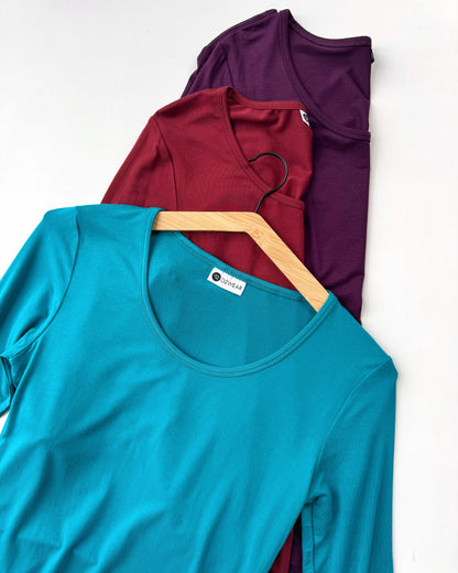 3/4 Sleeve Scoop - Teal