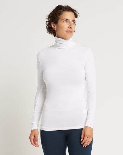 Bamboo Turtle Neck Skivvy - White