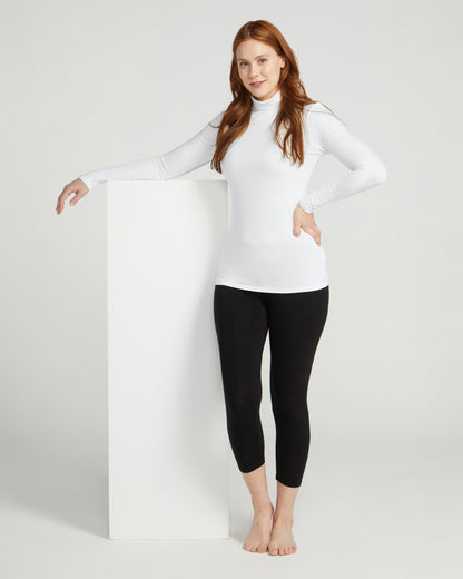 Bamboo Turtle Neck Skivvy - White