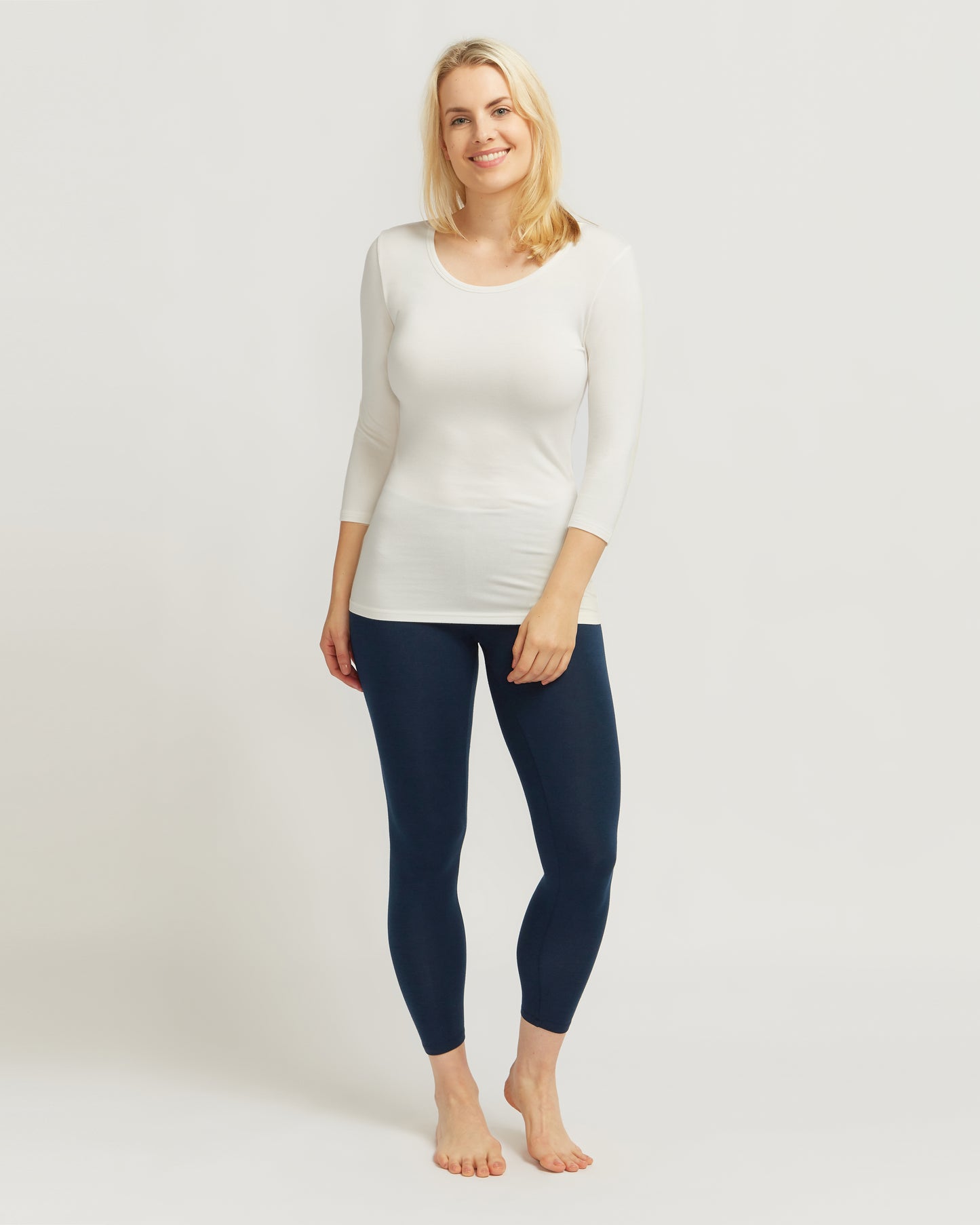 3/4 Sleeve Scoop - Ivory