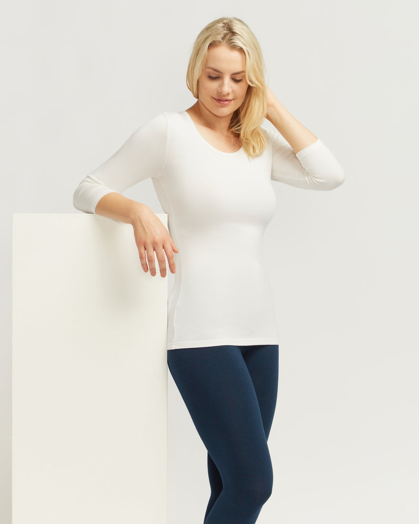 3/4 Sleeve Scoop - Ivory