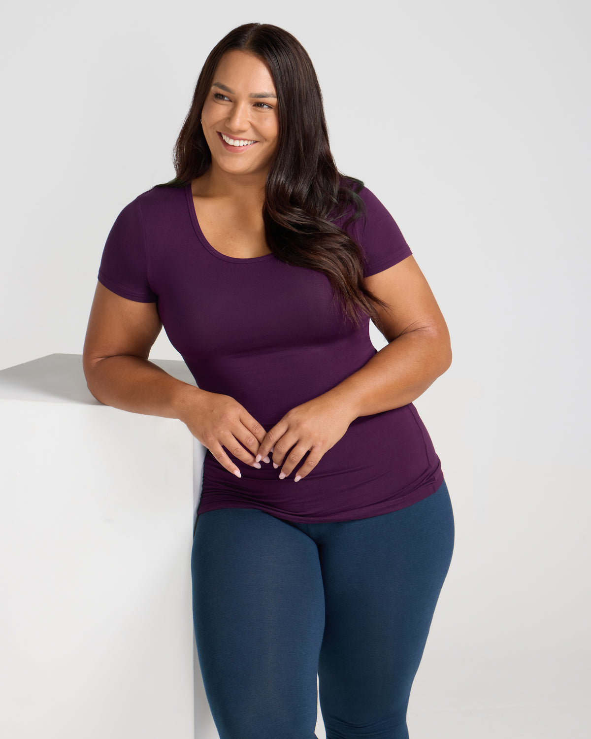 Bamboo Scoop Tee - Purple