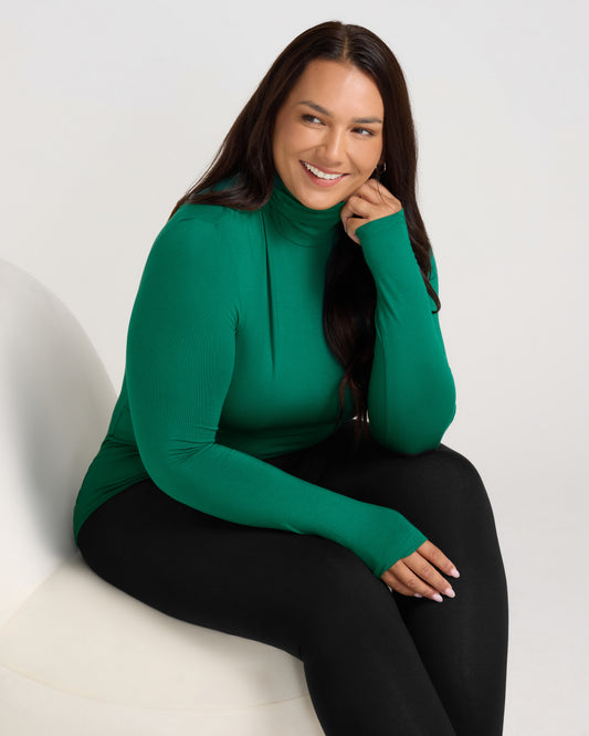 Bamboo Turtle Neck Skivvy - Emerald