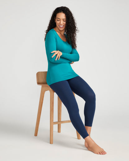 Bamboo Long Sleeve Scoop - Teal