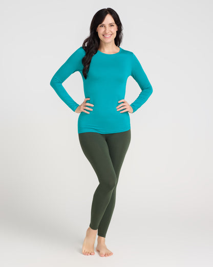 Bamboo Long Sleeve Crew - Teal