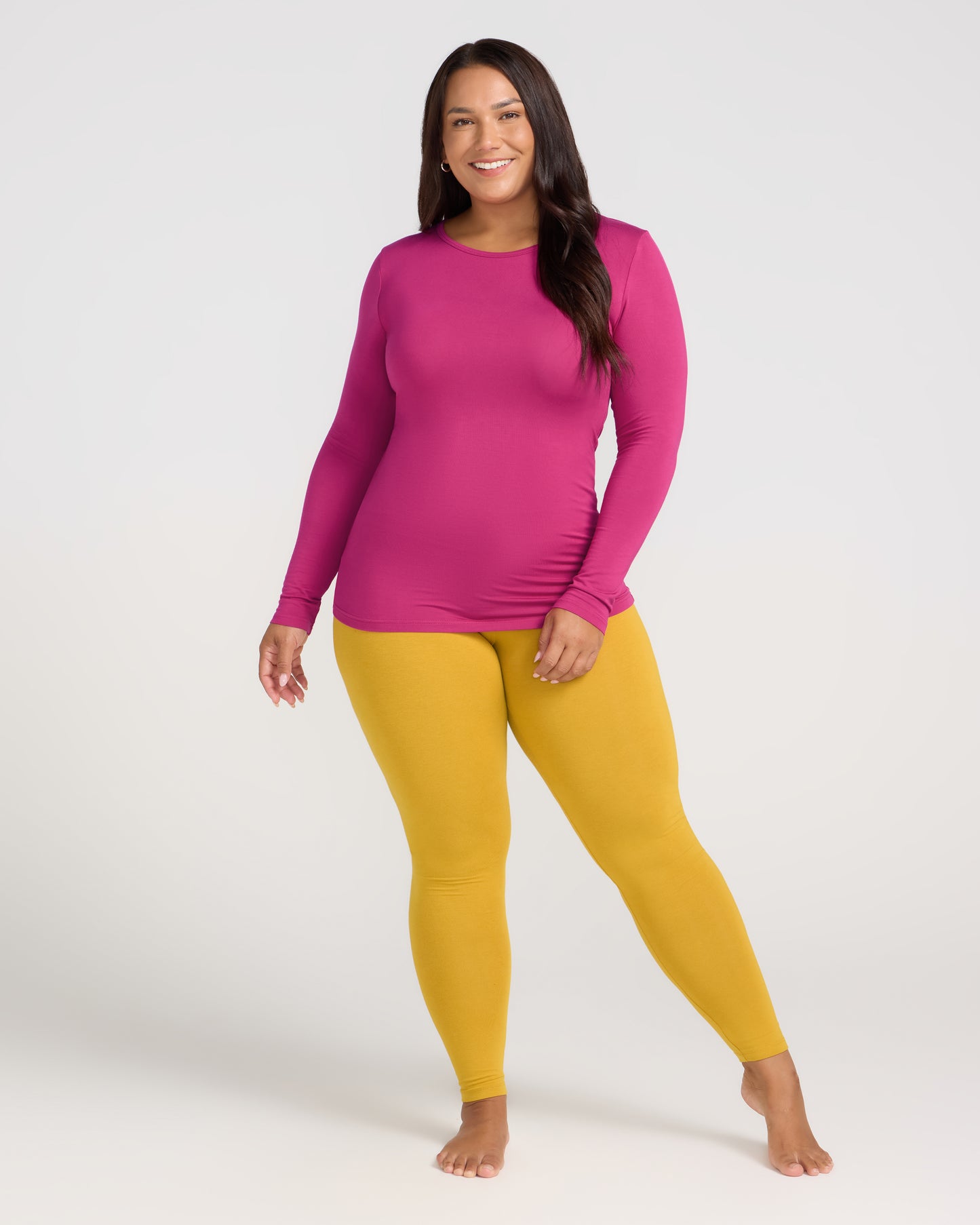 Bamboo Long Sleeve Crew - Pink