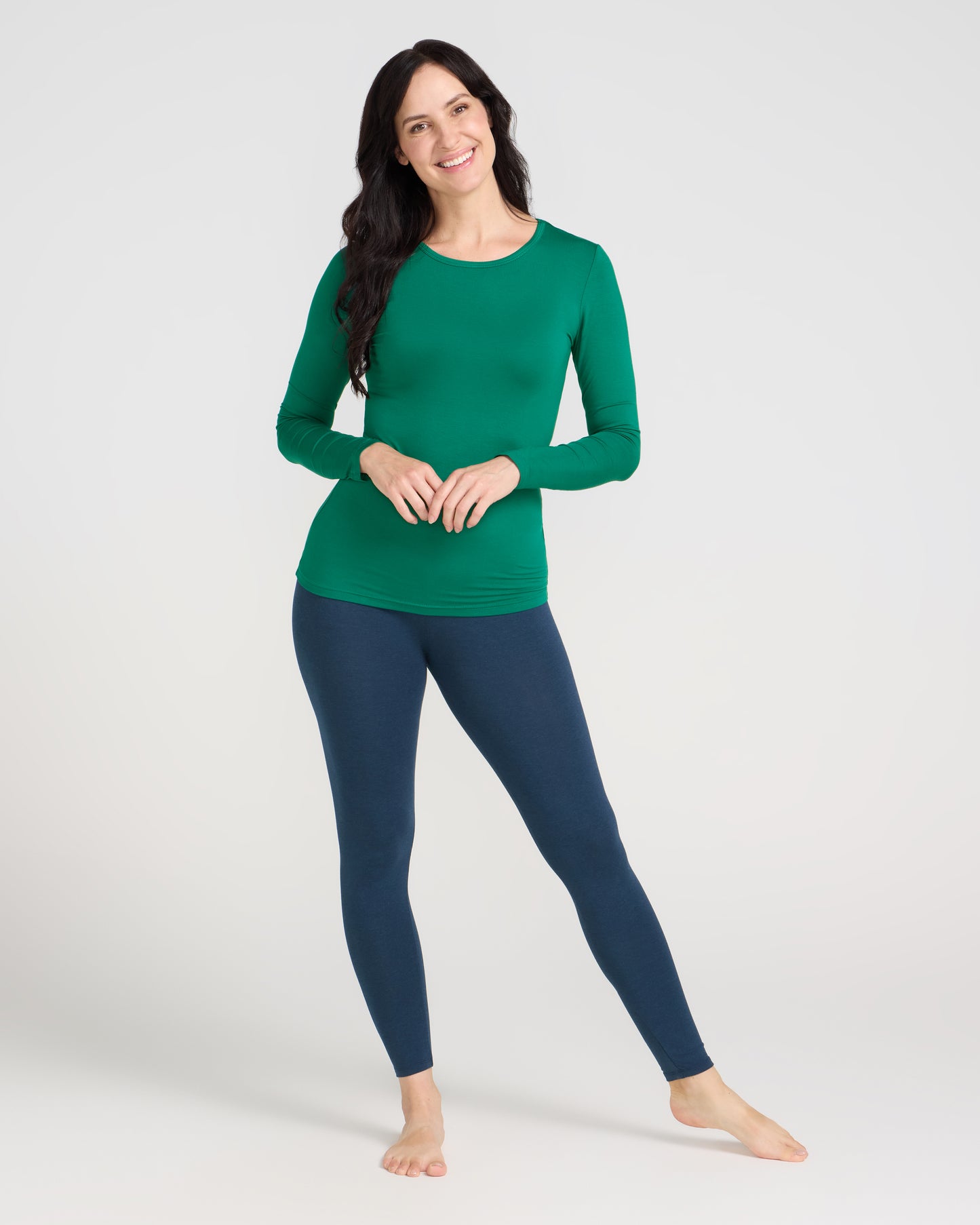 Bamboo Long Sleeve Crew - Emerald