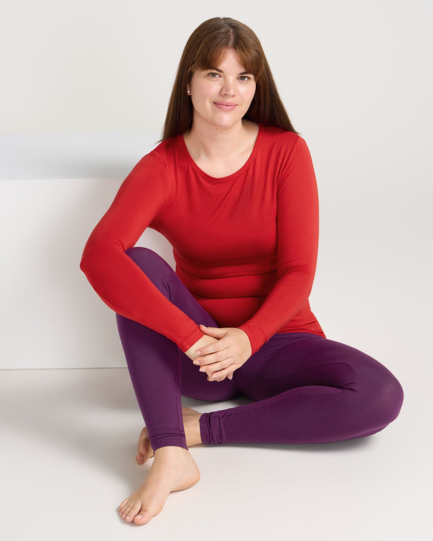 Bamboo Long Sleeve Crew - Bright Red