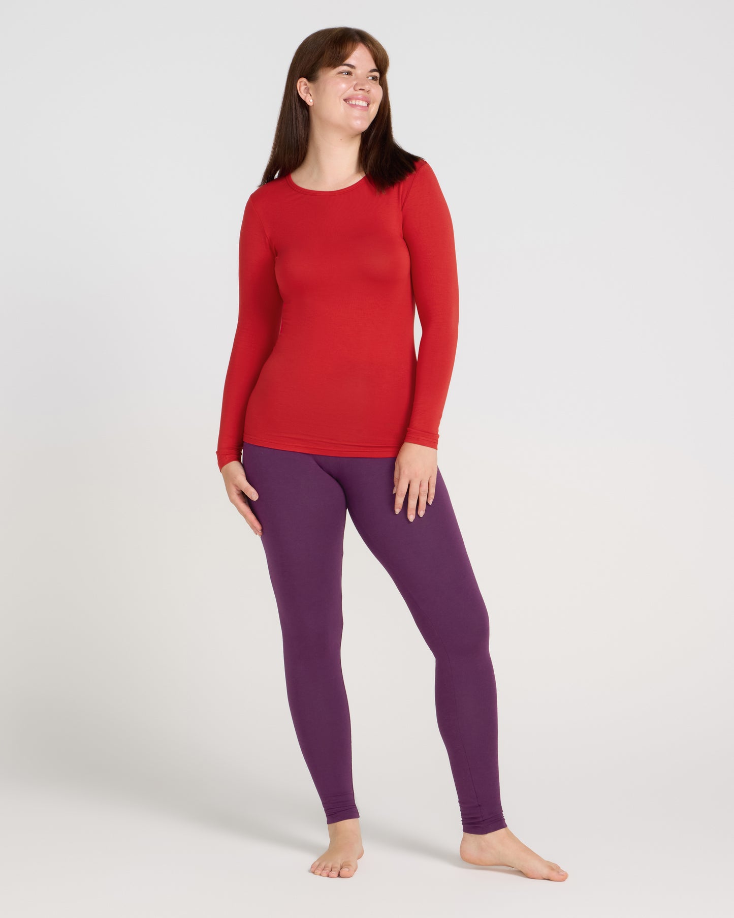 Bamboo Long Sleeve Crew - Bright Red