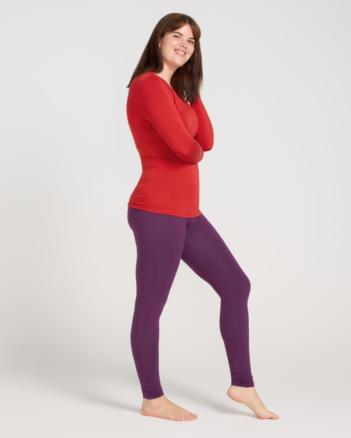 Bamboo Long Sleeve Crew - Bright Red