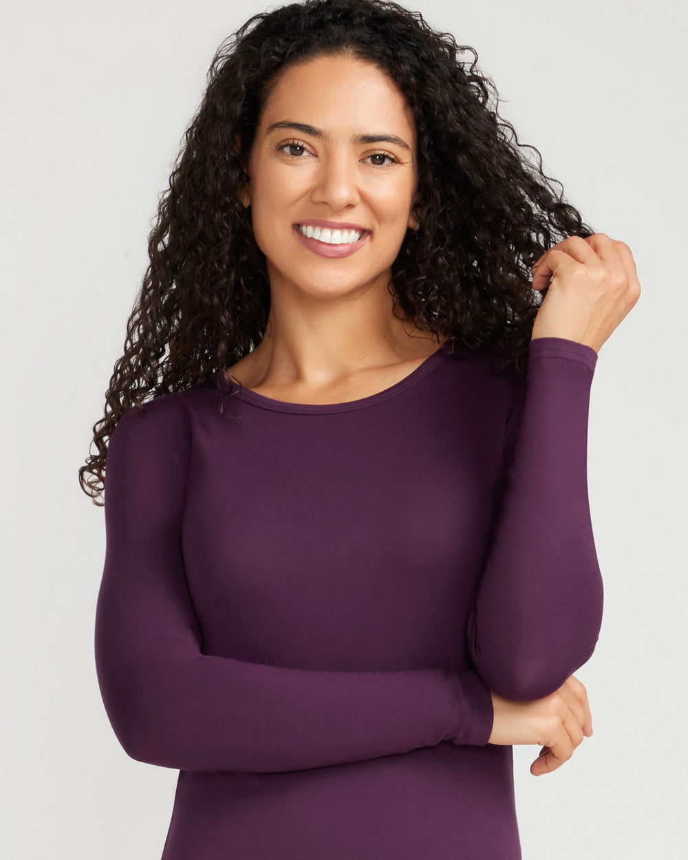 Bamboo Long Sleeve Crew - Purple