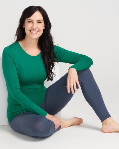 Bamboo Long Sleeve Crew - Emerald