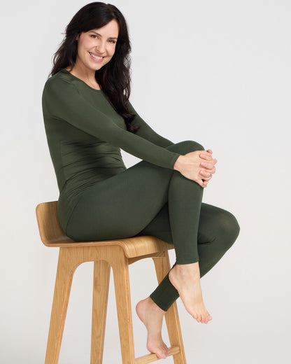 Bamboo Long Sleeve Crew - Forest