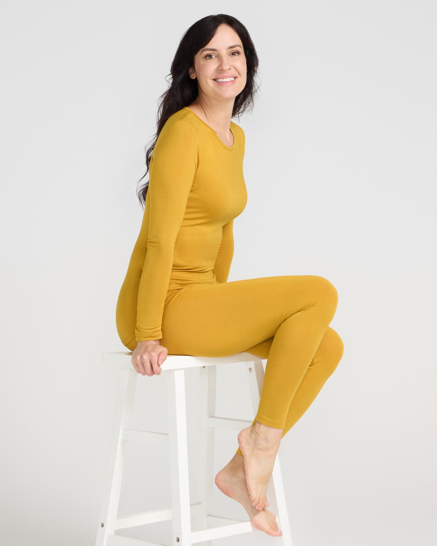 Bamboo Long Sleeve Crew - Mustard