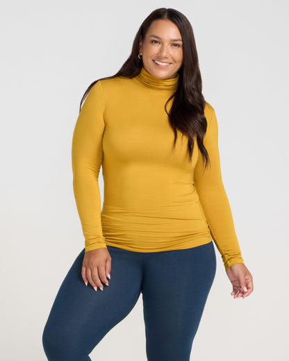 Bamboo Turtle Neck Skivvy - Mustard