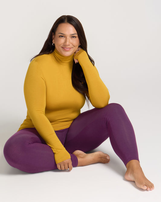 Bamboo Turtle Neck Skivvy - Mustard