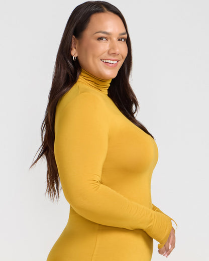 Bamboo Turtle Neck Skivvy - Mustard