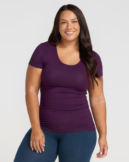 Bamboo Scoop Tee - Purple