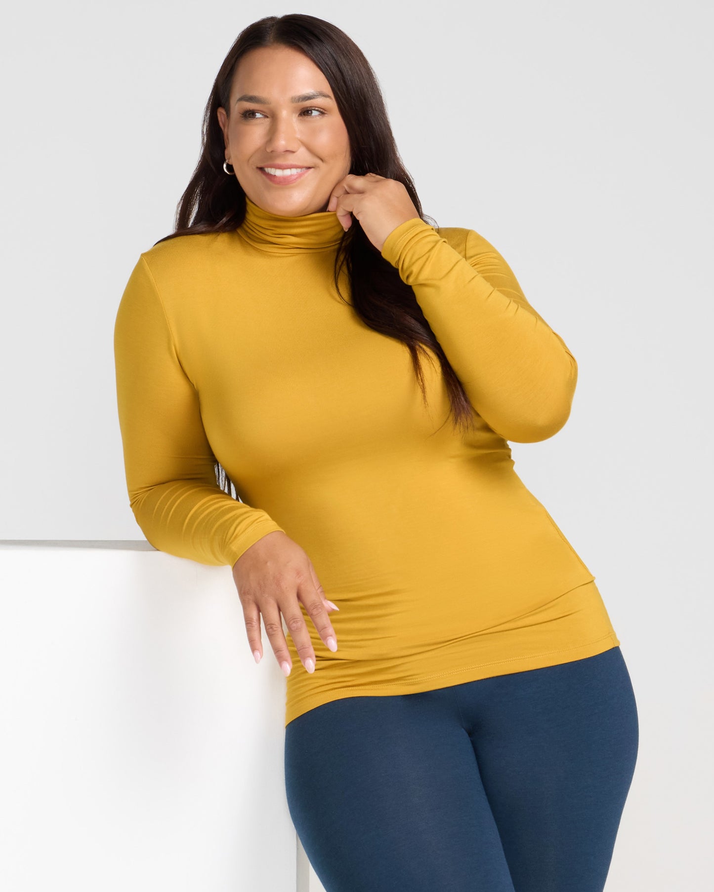 Bamboo Turtle Neck Skivvy - Mustard