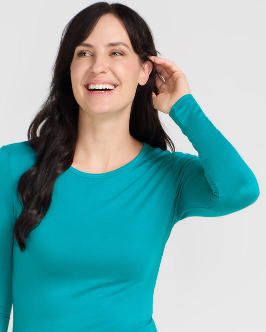 Bamboo Long Sleeve Crew - Teal