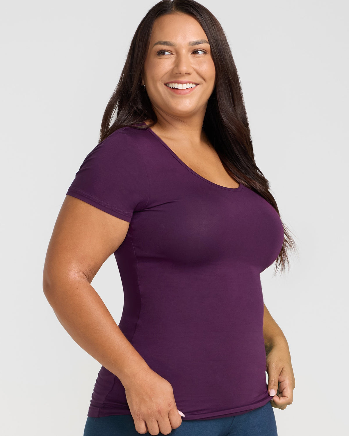 Bamboo Scoop Tee - Purple