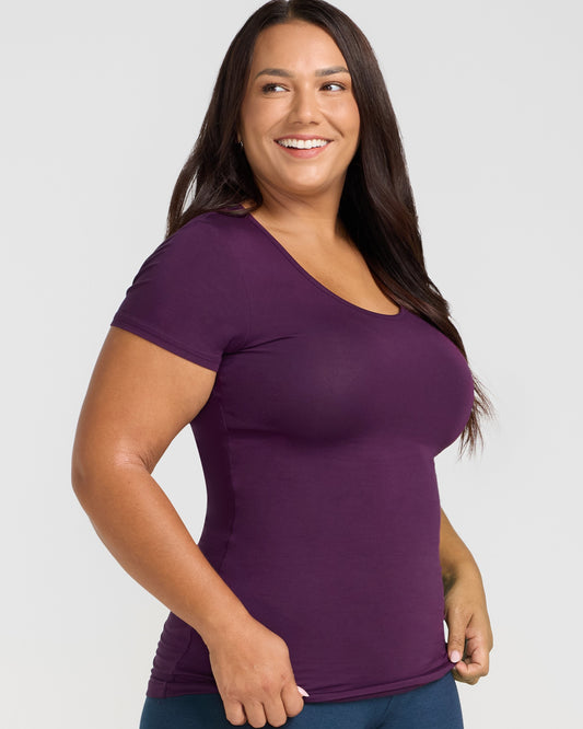 Bamboo Scoop Tee - Purple