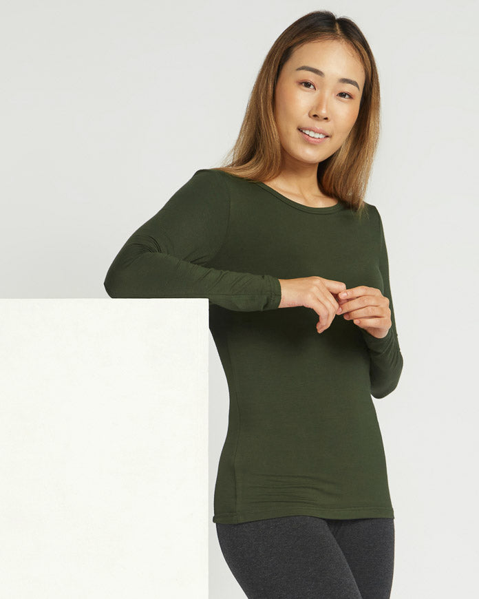 Bamboo Long Sleeve Crew - Forest – O2wear