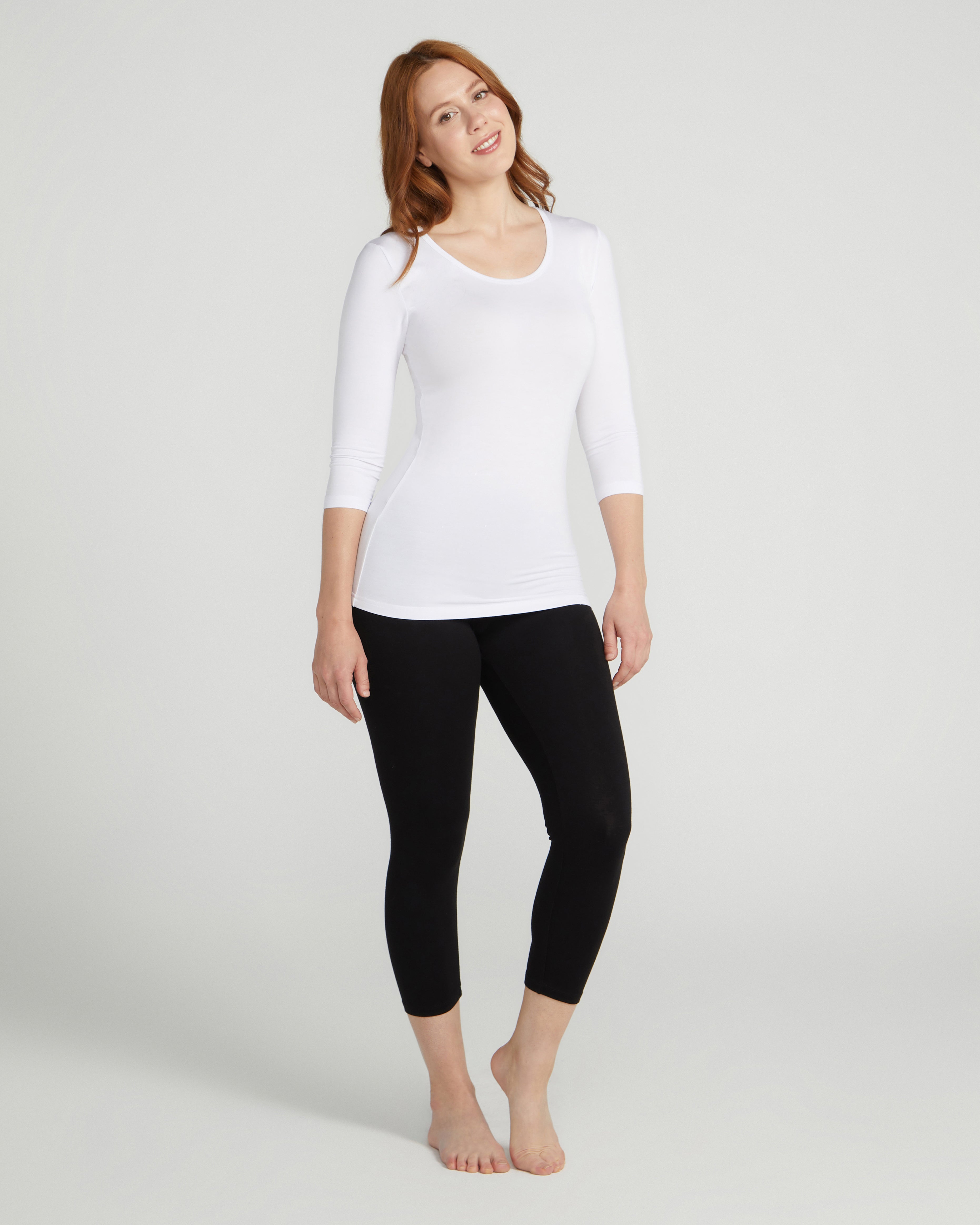 Boody Bamboo Basics | 3/4 Sleeve Top Black, White | Intimates - FOX AND  SCOUT
