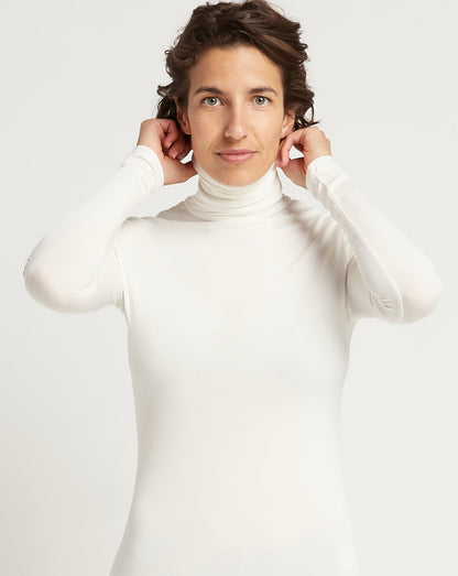 Bamboo Turtle Neck Skivvy - Ivory - O2wear Bamboo