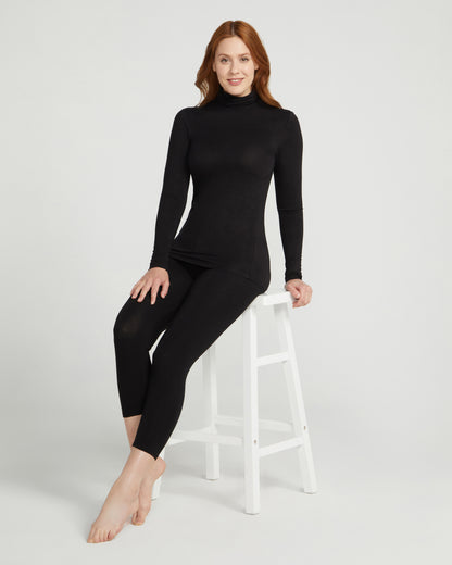 Bamboo Turtle Neck Skivvy - Black - O2wear Bamboo