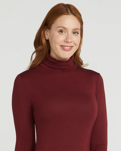 Bamboo Turtle Neck Skivvy - Burnt Red